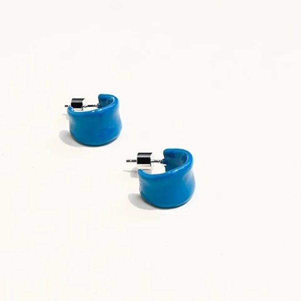 Modern Vintage Blue Enamel Hoops