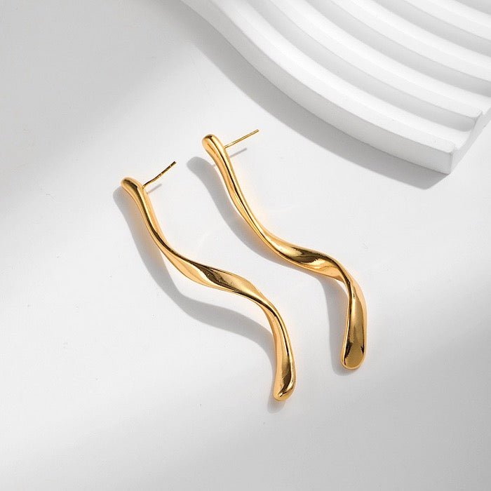 Minimalism slim curved Longline earrings