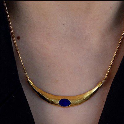 Geometrische ketting in Egyptische stijl-Lapis Lazuli en zwarte Spinel