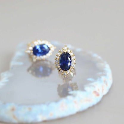 Sapphire look blue crystal earrings