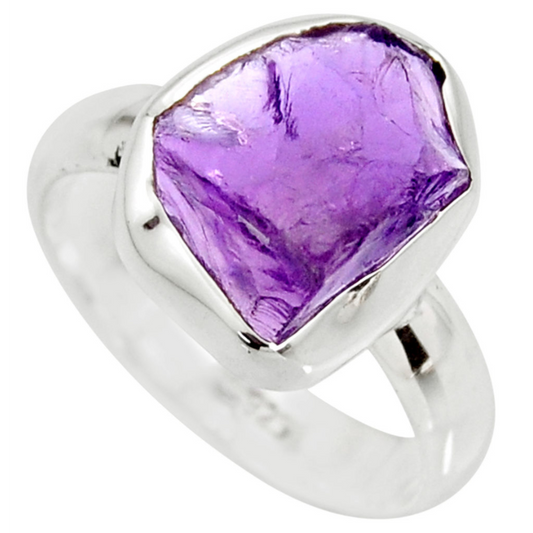 “Clarity and Wisdom”-ring in ruwe Amethist en 925 zilver