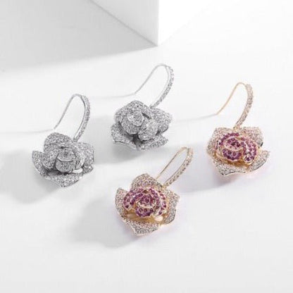 Sparkling Fancy Camille Flower Drop Earrings