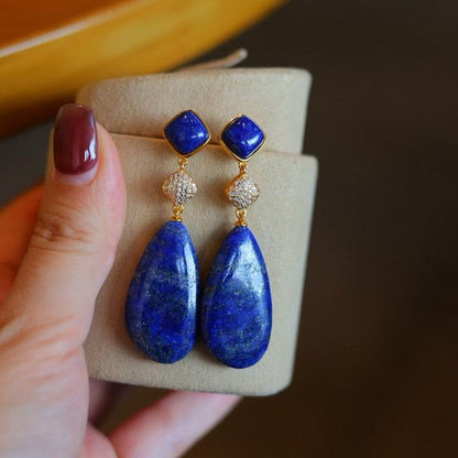 Dikke Lapis Lazuli Waterdrop oorbellen