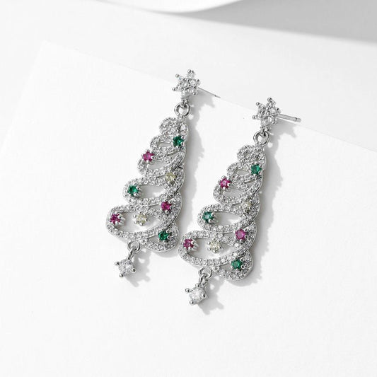 Sparkling Christmas tree earrings