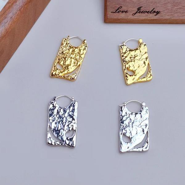 Unique Board Drop Earrings - Gold and Silver