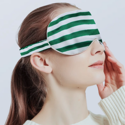 100% Silk Relaxation Sleep Mask-19mm-Straps on Checkerboard Patterns-Oversize