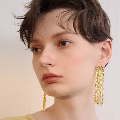 Sparkling Tassel Longline Earrings