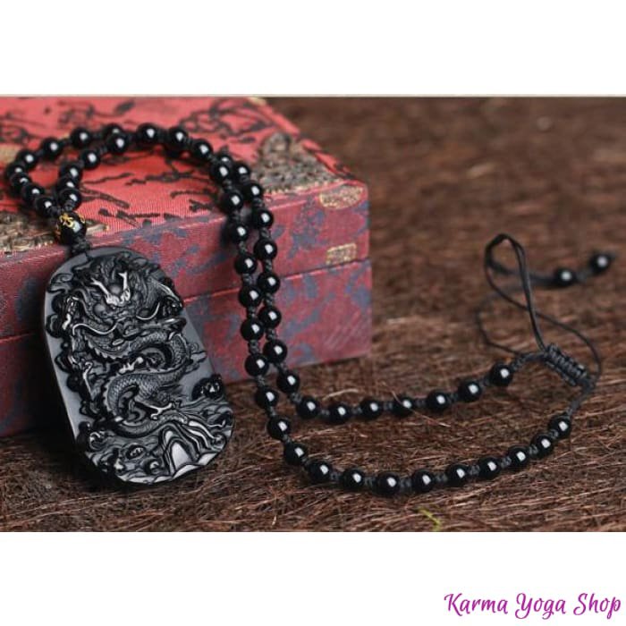 Zwarte Obsidiaan Dragon ketting