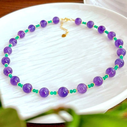 Amethyst green Onyx bead necklace n bracelet