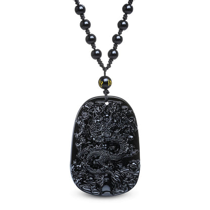 Zwarte Obsidiaan Dragon ketting