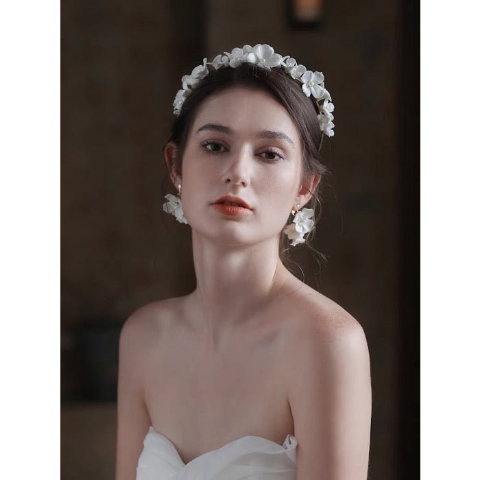 Romantic Ceramic Flower Bridal Headband