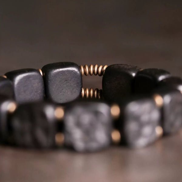 Black sandal wooden square plate bracelet