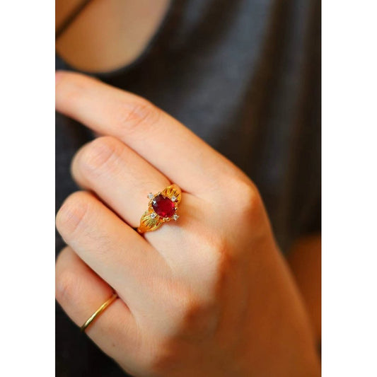 Echte Ruby Solitaire Ring-verstelbaar