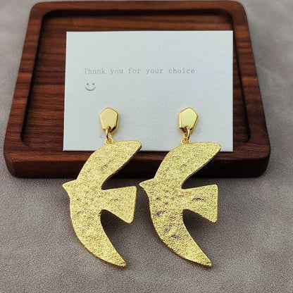 Bird Design Textured Dove Earrings