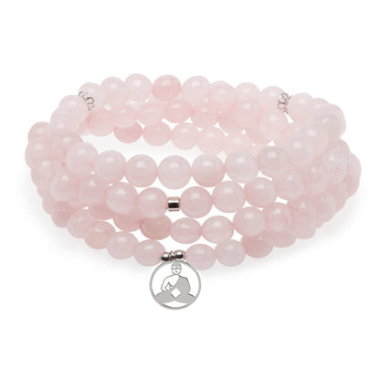 Bracelet Mala "Comfort and Love from Buddha" 108 beads in Rose Quartz