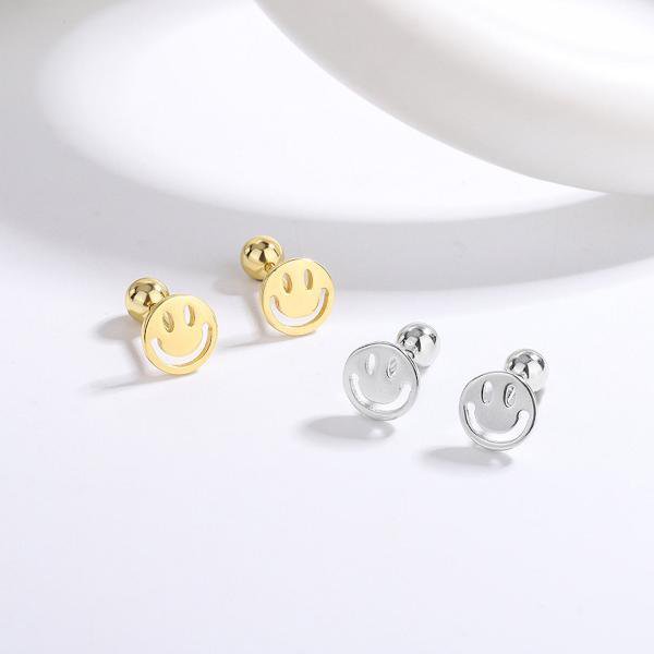 Timeless design smiling face stud earrings