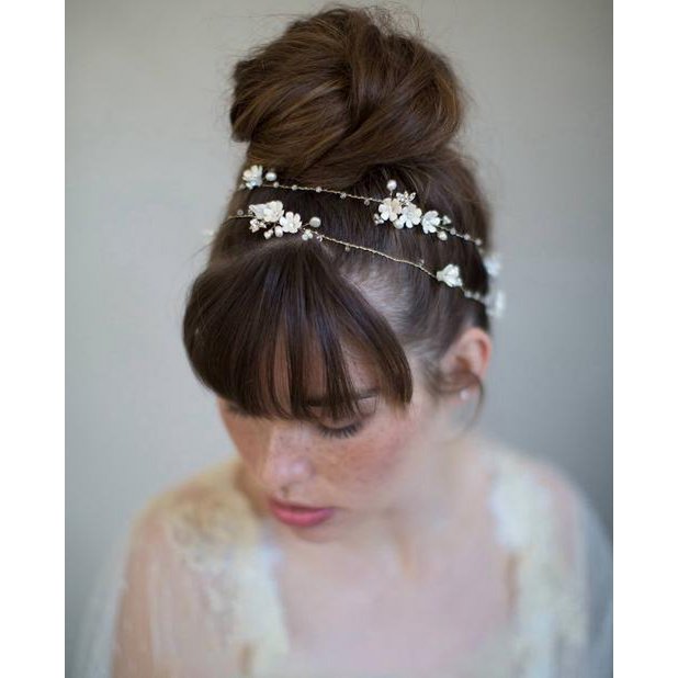 Romantic floral soft bridal hair vine