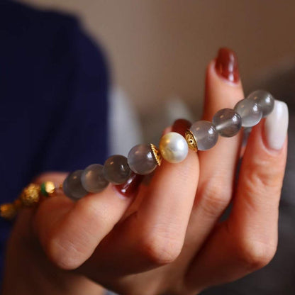 Natural Labradorite Beads Bracelet with Buddhist Lucky Charms - AAAA Quality