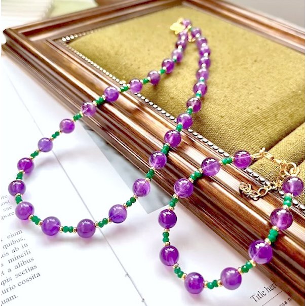 Amethyst green Onyx bead necklace n bracelet