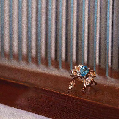 Butterfly Blue - Princess Style Blue Topaz Rings - Pear Shape - Adjustable