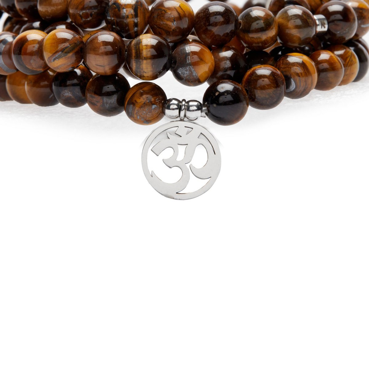 Bracelet Mala "OM" of 108 beads in Tiger Eye