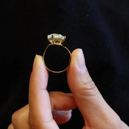 Helder kwartskristal goud vermeil statement ring-verstelbaar