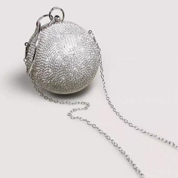 Luxury Ball Clutch-Bling Bling Diamonds-Gold and Silver