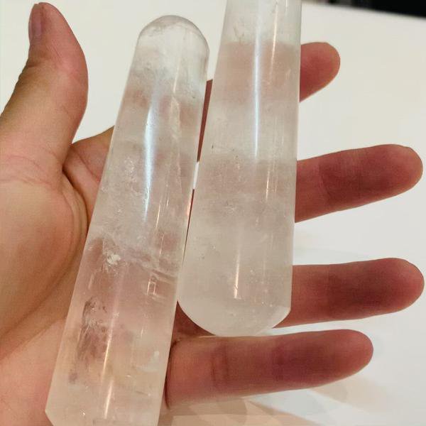 Rock crystal massage stick