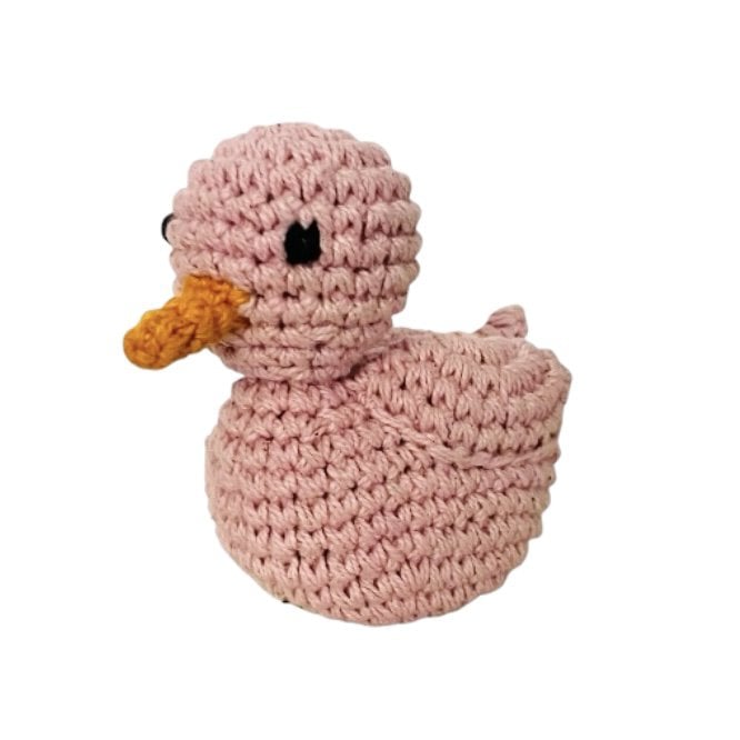 Luna -Leena Duck Rattle Baby Pink - Cuddle - Organic Cotton - Hand Haak in Nepal