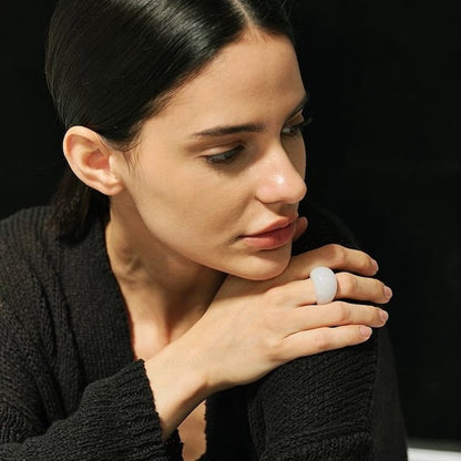 Minimalist tough look ring-Tiger eye stone and white jade