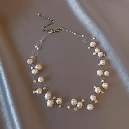 Freshwater pearl beads transparent line bridal choker