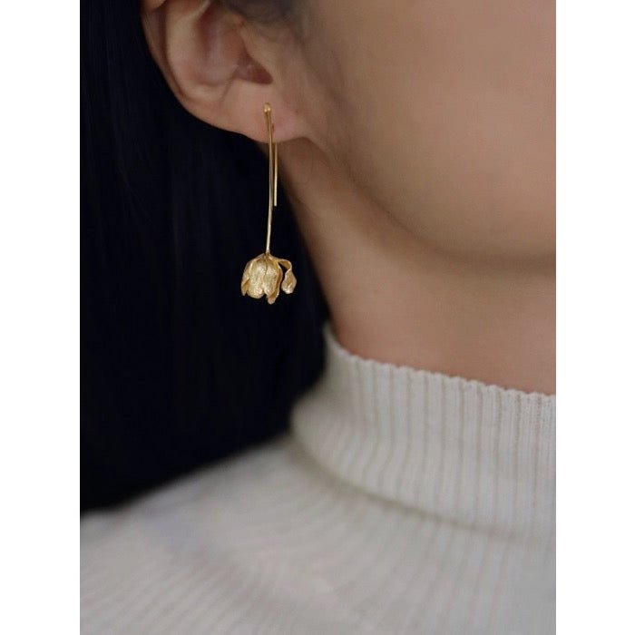 Unique Tulip Flower Longline Earrings