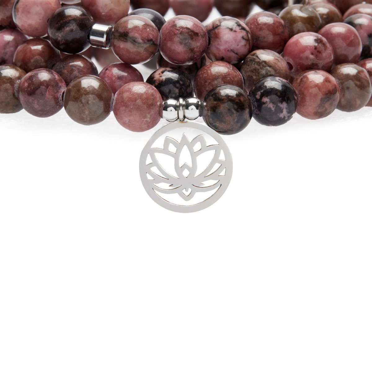 Mala bracelet "Mastery of Emotions" of 108 Rhodonite beads