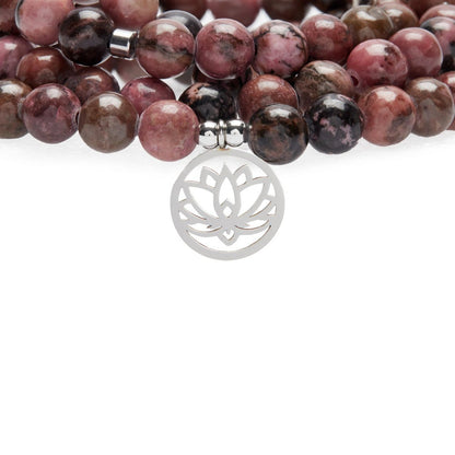 Mala bracelet "Mastery of Emotions" of 108 Rhodonite beads