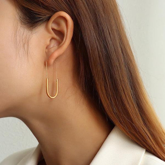 Minimal design paperclip hoop earrings