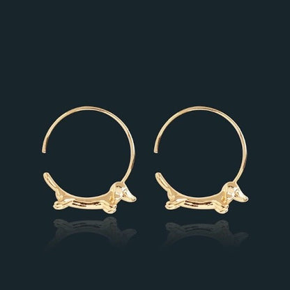 Flying Dachshund Dog Hoop Earrings