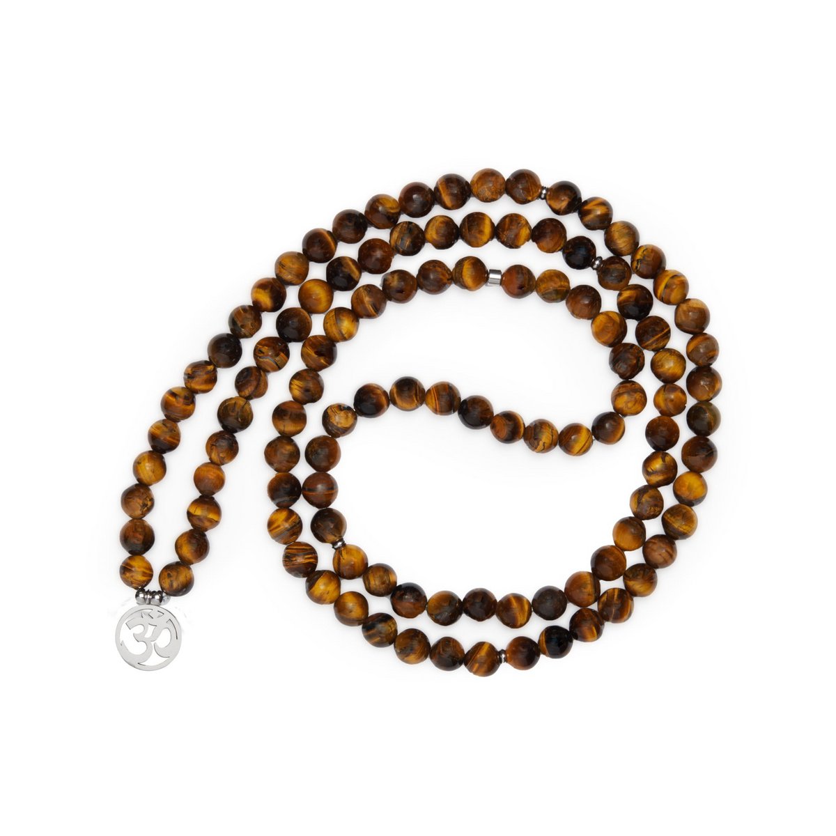 Bracelet Mala "OM" of 108 beads in Tiger Eye