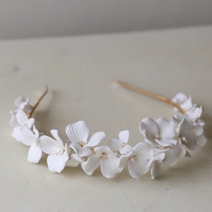 Romantic Ceramic Flower Bridal Headband