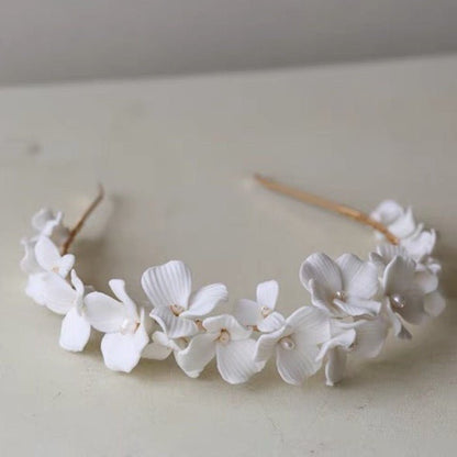 Romantic Ceramic Flower Bridal Headband