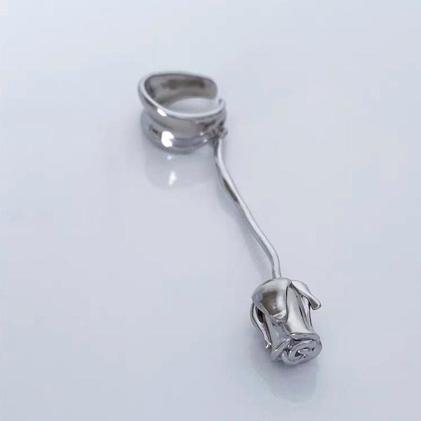 Romantic Silver Rose Ear Cuff - One Piece