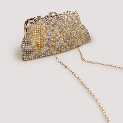 Luxury clutch with diamond look, gold and silver