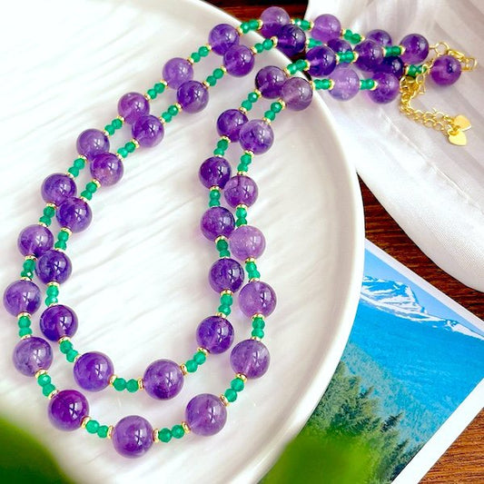 Amethyst green Onyx bead necklace n bracelet