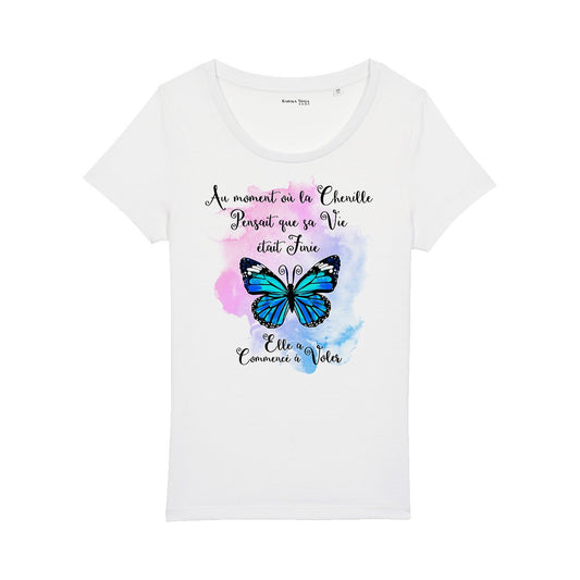 Women's T-shirt "Butterfly Transformation" made of organic cotton