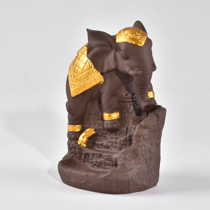 Ceramic Incense Burner "Wisdom of the Elephant" Gold