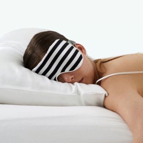 100% Silk Relaxation Sleep Mask-19mm-Straps on Checkerboard Patterns-Oversize