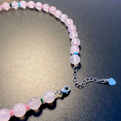 Rose Quartz Crystal Dopamine Beads Necklace