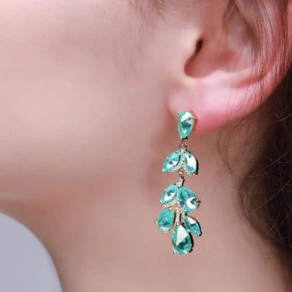 Princess style leaves large drop earrings