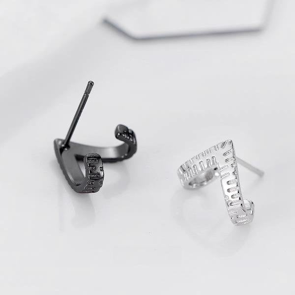 Unique V-shape earrings-black and silver