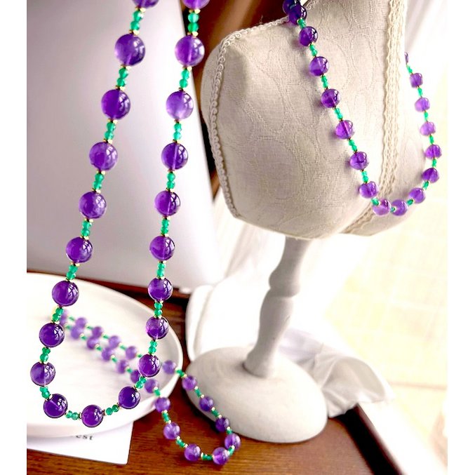 Amethyst green Onyx bead necklace n bracelet