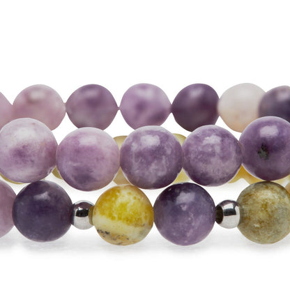 Double "Anti-Stress" Bracelet in Lepidolite and Serpentine